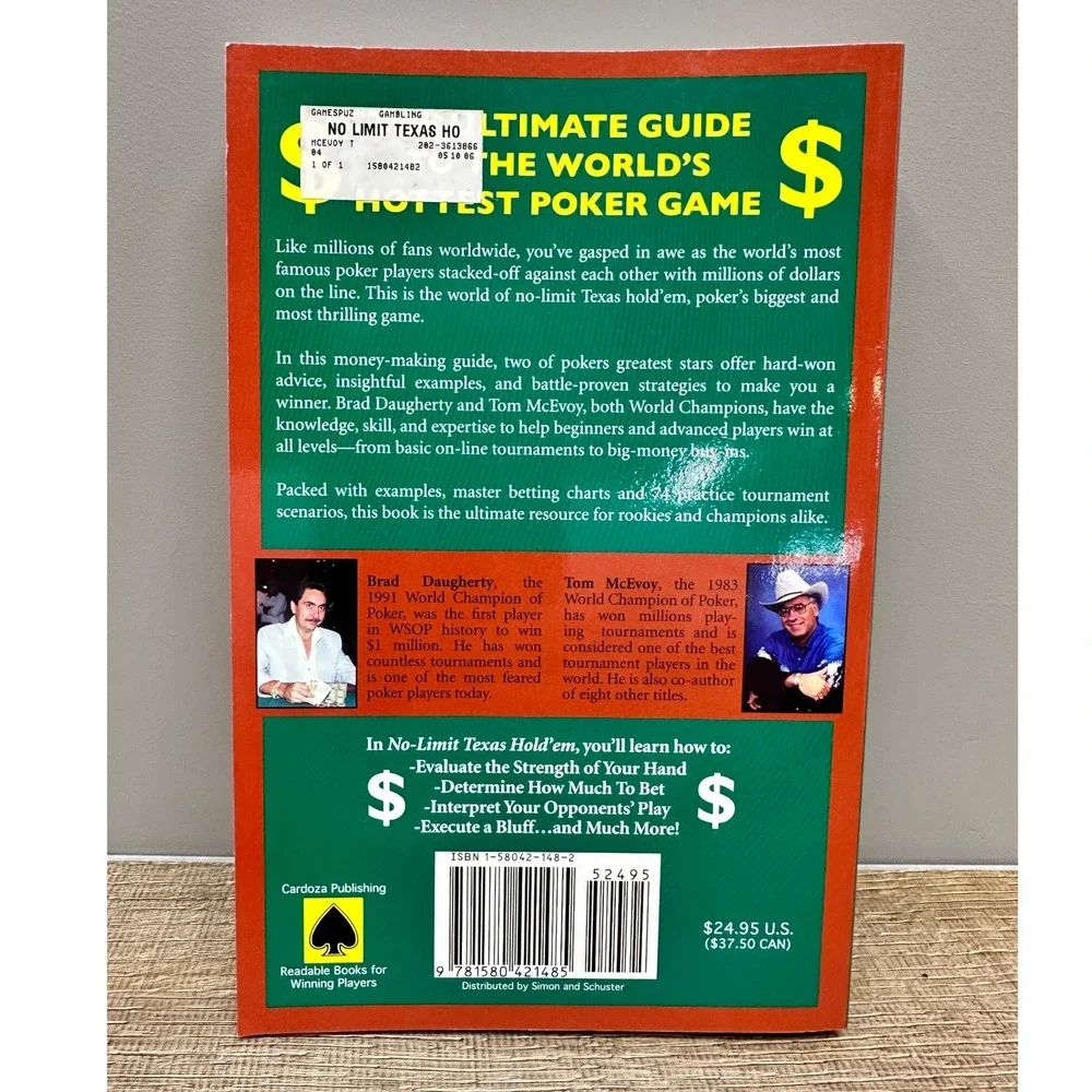 No-Limit Texas Hold'em Poker Guide Brad Daugherty Tom McEvoy Cardoza Publishing